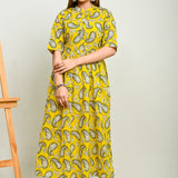 Yellow paisley 100% cotton Flared kurti