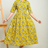 Yellow paisley 100% cotton Flared kurti