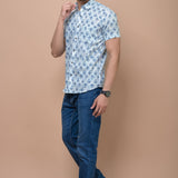 Blue Butti Printed 100% Cotton Shirt