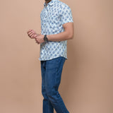 Blue Butti Printed 100% Cotton Shirt