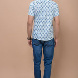 Blue Butti Printed 100% Cotton Shirt