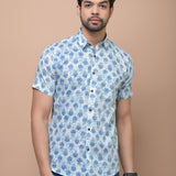 Blue Butti Printed 100% Cotton Shirt