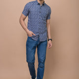 Blue Butti Printed 100% Cotton Shirt