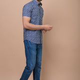 Blue Butti Printed 100% Cotton Shirt