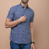 Blue Butti Printed 100% Cotton Shirt