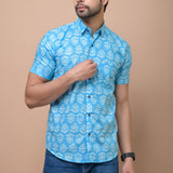 Sky BluePrinted 100% Cotton Shirt