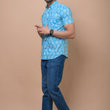 Sky BluePrinted 100% Cotton Shirt