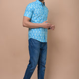 Sky BluePrinted 100% Cotton Shirt