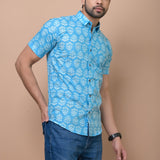 Sky BluePrinted 100% Cotton Shirt