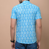 Sky BluePrinted 100% Cotton Shirt