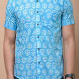 Sky BluePrinted 100% Cotton Shirt