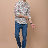 Flowral Mid Butti Printed 100% Cotton Shirt