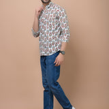 Flowral Mid Butti Printed 100% Cotton Shirt