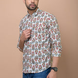 Flowral Mid Butti Printed 100% Cotton Shirt