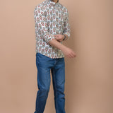 Flowral Mid Butti Printed 100% Cotton Shirt