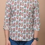 Flowral Mid Butti Printed 100% Cotton Shirt