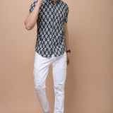 Men Black Butti Printed 100% Cotton Shirt