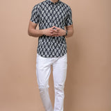 Men Black Butti Printed 100% Cotton Shirt