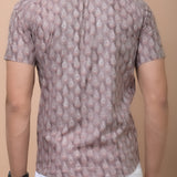 Men Brown Butti Printed 100% Cotton Shirt