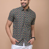 Black Multi Printed 100% Cotton Shirt