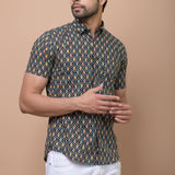 Black Multi Printed 100% Cotton Shirt