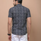 Black Geometrical Printed 100% Cotton Shirt