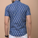 Royal Blue Butti 100% cotton Printed Half Sleeves shirt