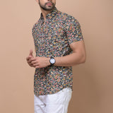 Black Multi Paisley Printed 100% Cotton Shirt