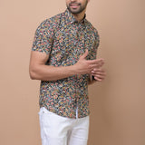 Black Multi Paisley Printed 100% Cotton Shirt