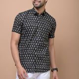 Black Butti 100% cotton Printed Half Sleeves shirt