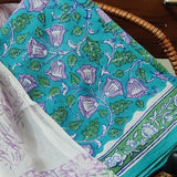 Hand Block Printed Cotton Suit With Chiffon Dupatta