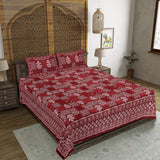 Box Buta Maroon King Size 100% Cotton Bedsheets