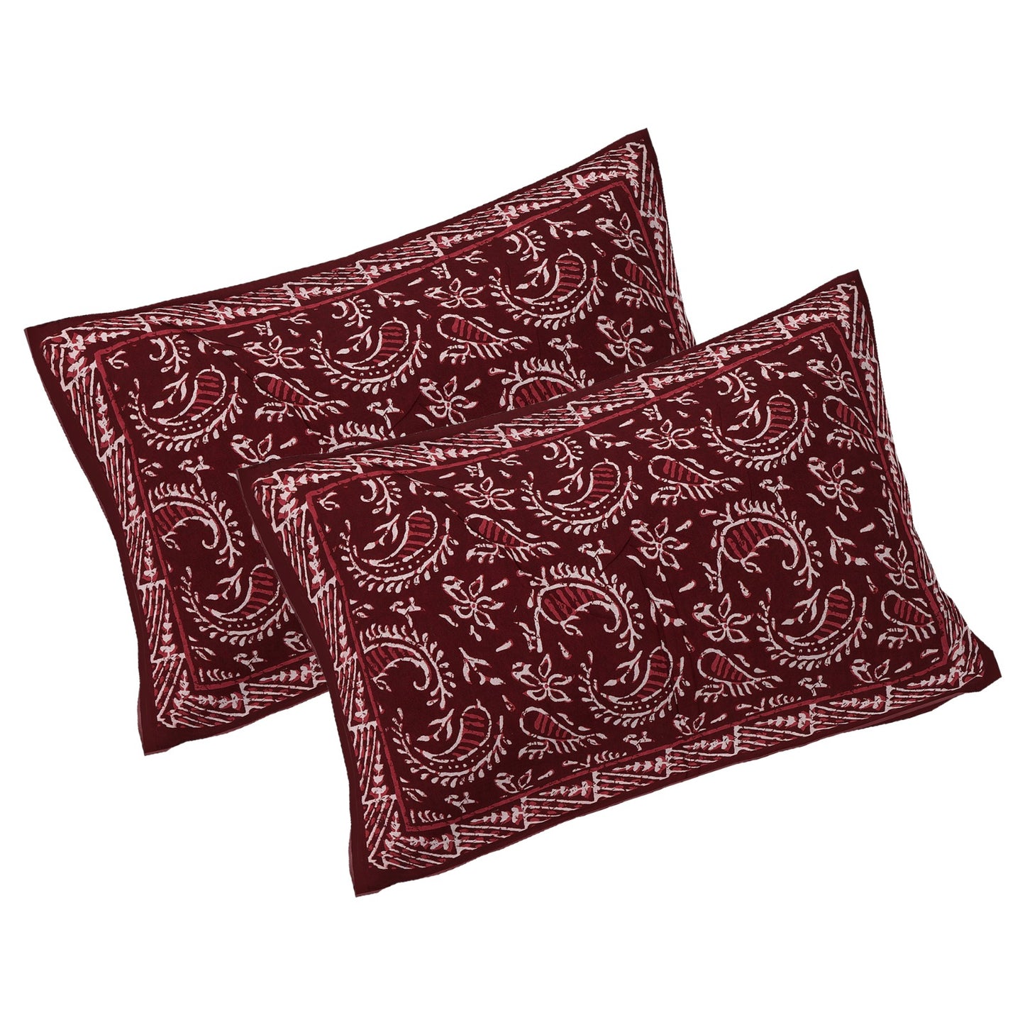 Paisley Jaal Maroon King Size 100% Cotton Bedsheets