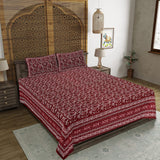 Paisley Jaal Maroon King Size 100% Cotton Bedsheets