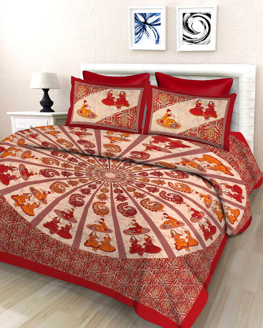 Dancing Dolls King Size 100% Cotton Bedsheets